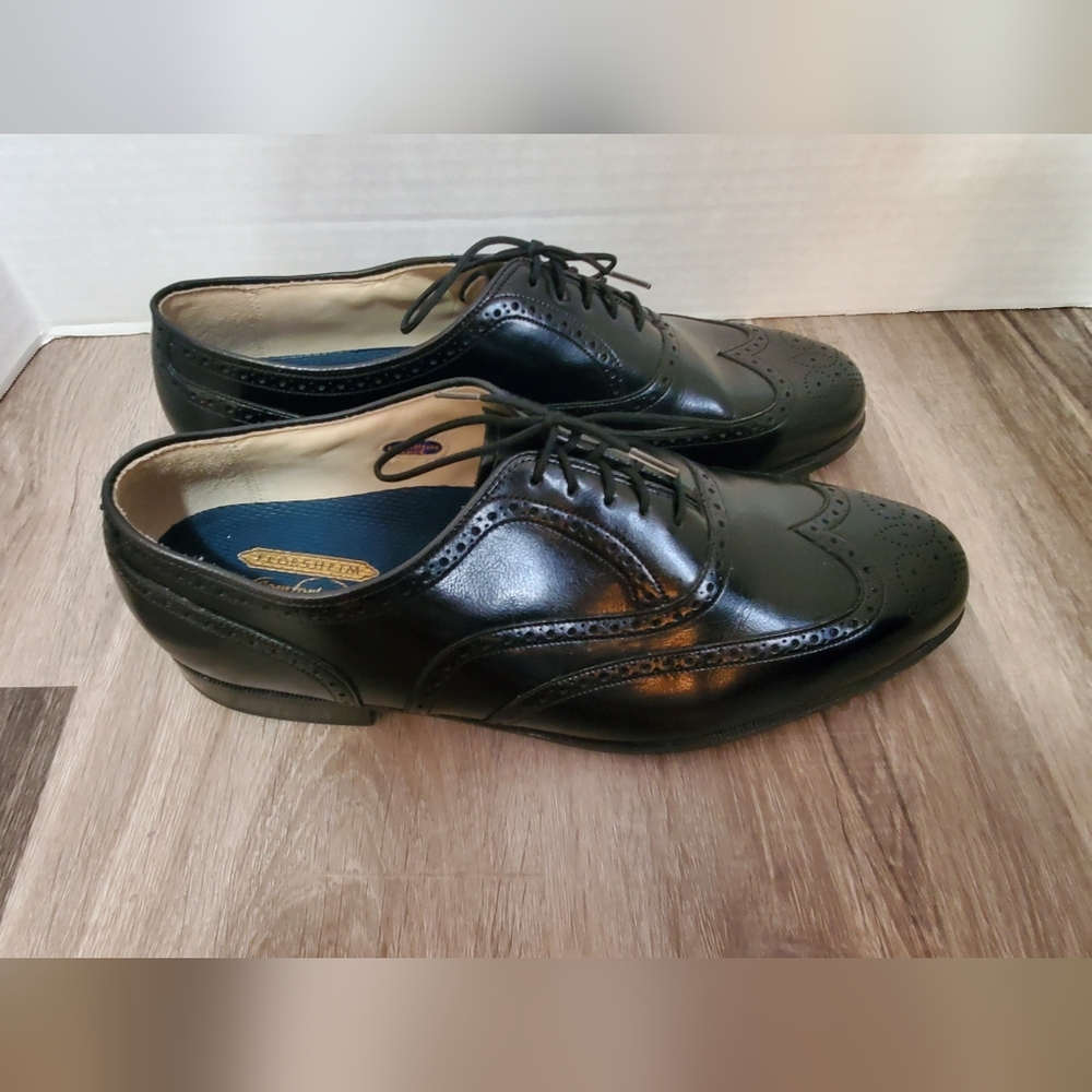 Florsheim Men's Size 11 Black Leather Midtown Wingtip Oxford Dress Shoes